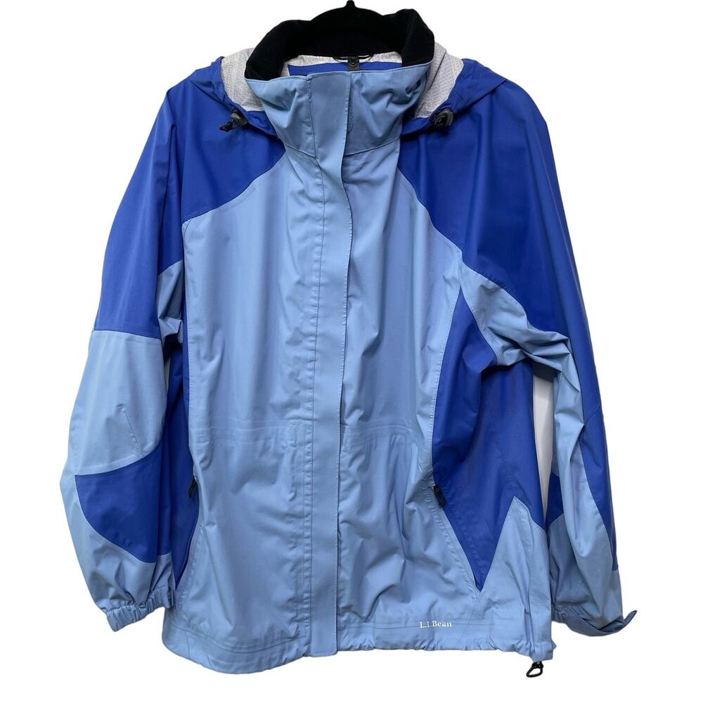 L.L. Bean Blue and Light Blue Colorblock Rain Jacket